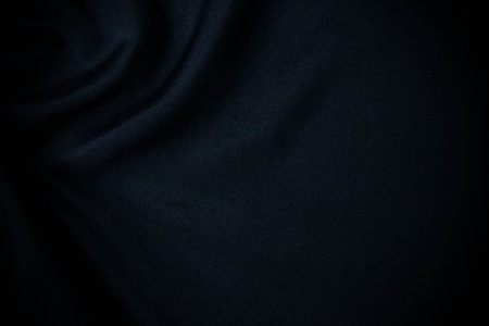 Dark blue fabric Texture blue, background, pattern. Texture of green silk fabric. Beautiful emerald soft silk cloth.の写真素材