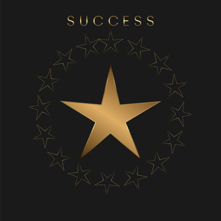 Gold star on a black background. Vector illustration for your design.のイラスト素材