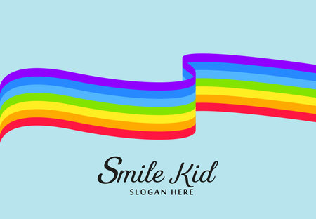 Waving rainbow ribbons flag, banner, art, celebration concept of Kid, school designのイラスト素材