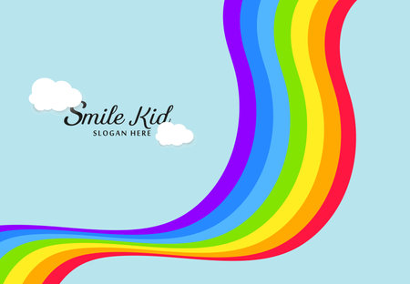 Abstract rainbow pattern design on blue background, abstract geometric rainbow pattern. Vector illustration. Colorful wave, wavy LGBT flag. banner for kids, love, family and scholl conceptの写真素材