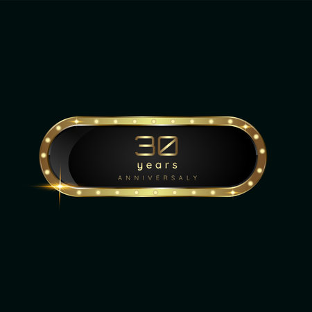 30 years celebration Golden buttons and premium banner on dark background use for as luxury button concept designのイラスト素材
