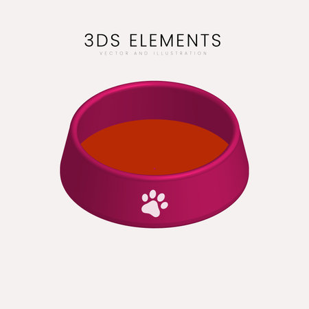 3Ds element, object for dogs. dog food plate 3D vector, illustrationのイラスト素材