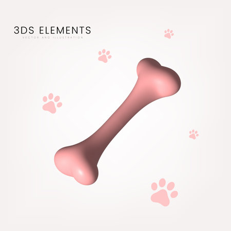 Dog bone 3Ds element, object for dogs. dog food plate 3D vector, illustrationのイラスト素材