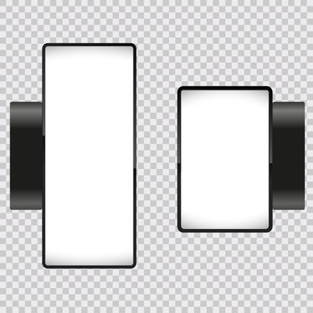 Set of Two billboards, an light box mock-up for ads design on transparency background, 2 billboards use as advertising sign vector illustrationのイラスト素材