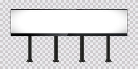 A 3Ds Street mock-up design with three collumns, steal mock-up signboard on transparency background. Empty 3d screen for advertising banners mockupのイラスト素材