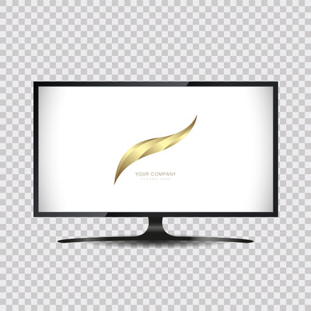 HD TV screen mock-up on isorated background, Modern flat LED screen type used mockup sample, Large computer monitor display mockup concept vector illustrationのイラスト素材