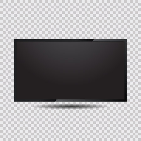 Realistic TV screen mock-up design, a stylish led panel, LCD type, Large computer monitor display mockup vector. Blank television template design. Vector illustrationのイラスト素材