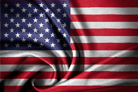 American Flag Wave Close Up for Memorial Day, A Close-up of ruffled American flag, wavy cotton flag of Americaの写真素材