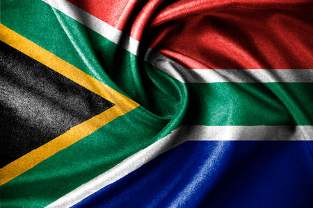 A smooth fabric texture of South Africa flag, National Day of Africa Day flag conceptの写真素材