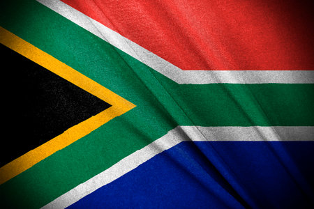 Cotton Africa flag, close up waving flag of South Africa. flag symbolの写真素材
