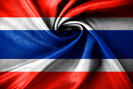 Dark Thailand flag waving on wind, and with highly detailed fabric texture. Realistic rendering quality designの写真素材