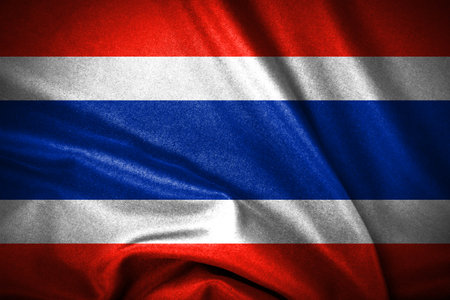 The National Flag of Thailand  and smooth curved Rectangular Shape patriotic symbol, thai Nation conceptsの写真素材