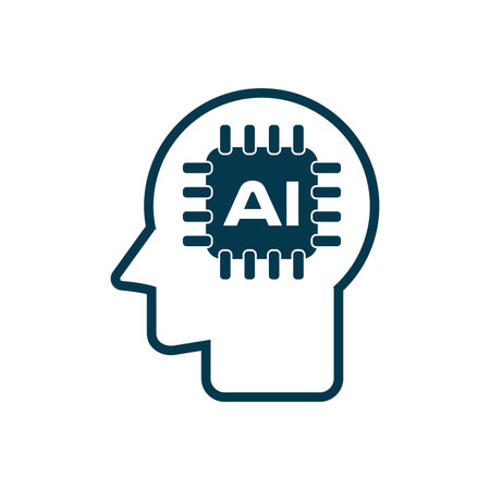 An AI head set up and symbol head for AI vector and illustration shape, symbol of AI design, AI sepration in lines of connectionのイラスト素材