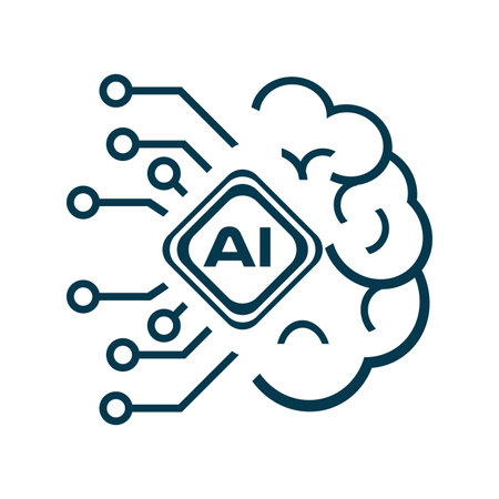 AI brain with lines of connection style setting up for new installation icon, and Artifical intelligent symbol concepts designのイラスト素材