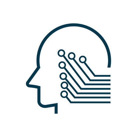 A head of AI brain chip inside it and circute of technology system for UI of wep, app, vector illustrationのイラスト素材