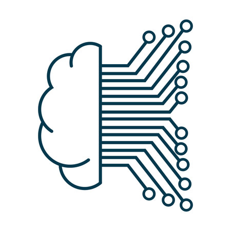 Artificial intelligent icons of high quality AI symbols, artificial intelligence icon set in line style, vector illustrationのイラスト素材