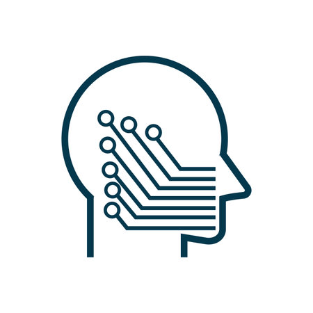The Artificial intelligence line icons. Set of brain, ai, head, machine, technologyのイラスト素材