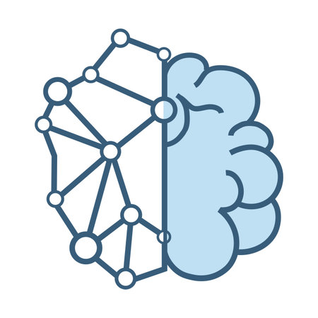 Brain of AI system icon, symbol, UI isorated design on white background, a modern AI  technology head with circuits of robot system icons, a vector conceptsのイラスト素材