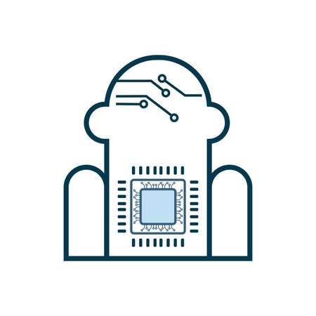 Robot AI icon, symbol, UI design on white background, a modern technology circuits of robot system icons, a vector AI symbol concept design for UI and artificial intelligence iconのイラスト素材