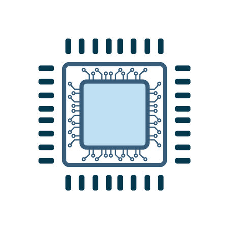 Chip technology circuits system icons design, a vector AI symbol concept design for UI creation, artificial intelligence icon concepts such as robot, digital, vr, ai, cyber operatatingのイラスト素材