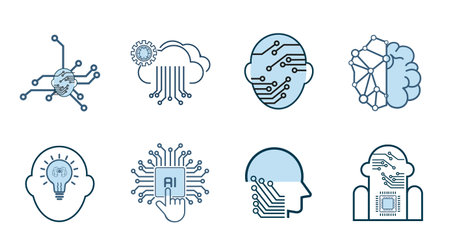 Set of Artificial intelligence-AI icons, symbols in Groups of isorated white background design Collectionのイラスト素材