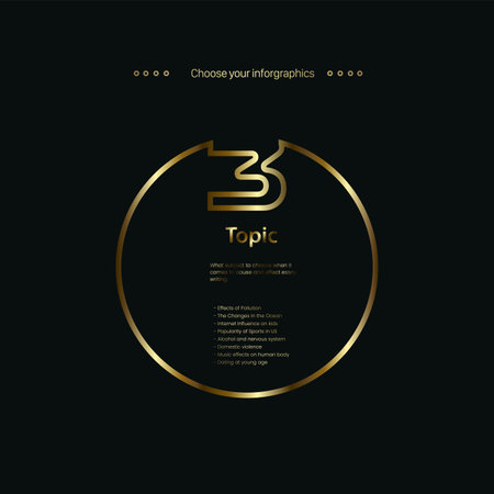 Golden shape of number three, luxury infographic vector design, a luxury box line multipurpose Infographic option in vector illustrationのイラスト素材