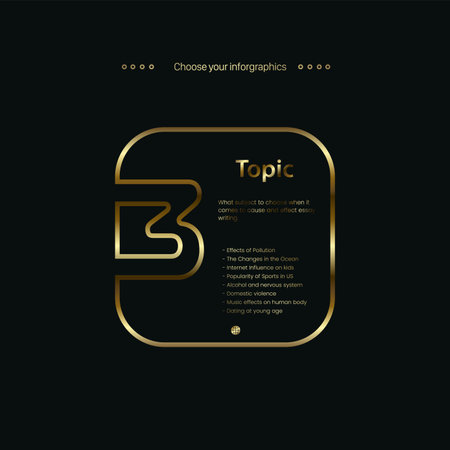 Gold shape of number three, luxury infographic vector design, a luxury box line multipurpose Infographic buttons designのイラスト素材