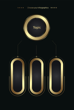 Four options chart infographic, 4 premium elements, golden steps banner, template infographic and Luxury circle in golden color, abstract Vector buttonsのイラスト素材