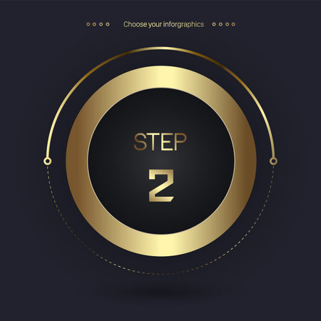 Step 2 Luxury number option for Premium multipurpose Infographic Vector template, an element step option, golden version on a dark backgroundのイラスト素材