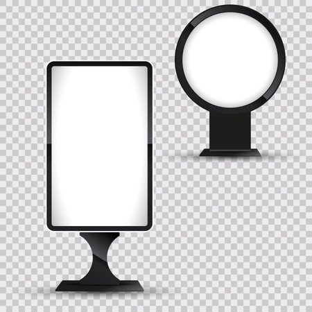 TWO LED mockup 3Ds of Realistic light box. Illuminated lightbox with empty space for outdoor display signのイラスト素材