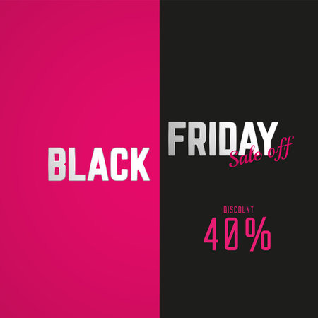 Black Friday 40 percent sale off discount promo, concept of discount banner vector illustration templaes, sale off text on pink and black backgroundのイラスト素材