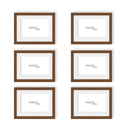 Groups of wooden frames texture template vector design, wooden texture realistic frame for art of wall mock up vector illustration Elementsのイラスト素材