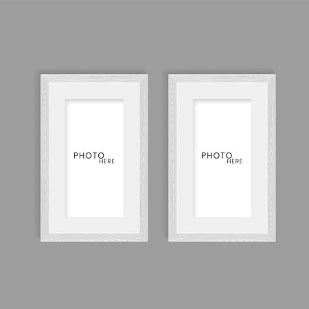 Two wooden photos frame on isolated dark background designのイラスト素材