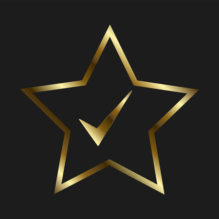 Gold star selected frame in golden color used in quality rating icons, symbols for rating symbolのイラスト素材