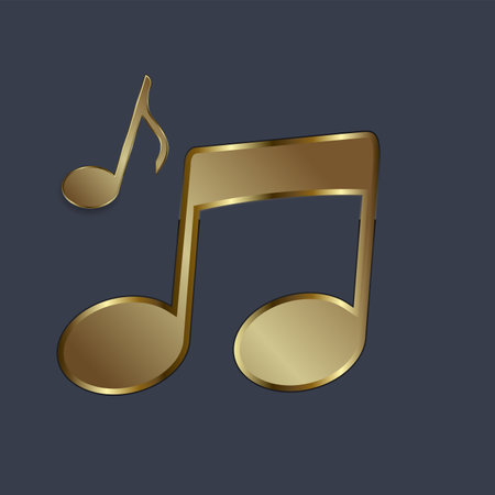 Two golden music icon on thecenter of circle, symbol, element concept of entertaiment vectorのイラスト素材