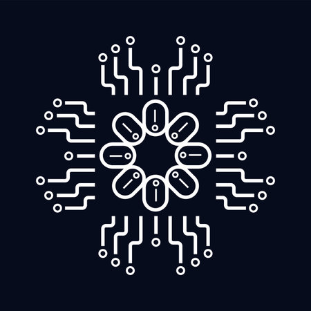 The symbol of technology AI icon, circute symbol for AI concept vector, illustration design. an artificial intelligent icon template designのイラスト素材