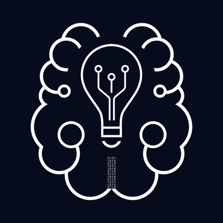 A brain icon, symbol for AI concept vector, illustration design. an artificial intelligent icons on dark backgroundのイラスト素材