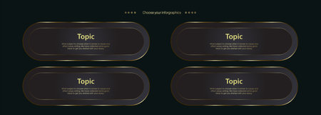 Vector set of gold web elements on a dark background with place for your text.のイラスト素材