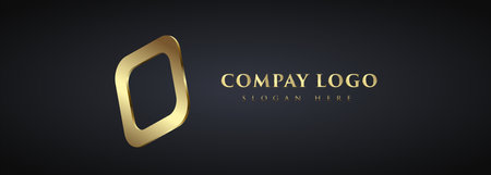 Banner of premuim square Logo vector on dark background, a Luxury company Logo design with Golden element, vector illustration Logo bannerのイラスト素材