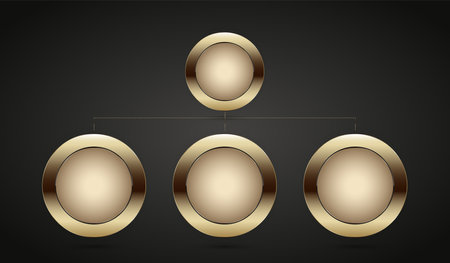 Chart of Circles luxury Gold premium quality badge buttons design, and luxury circle on dark backgroundのイラスト素材
