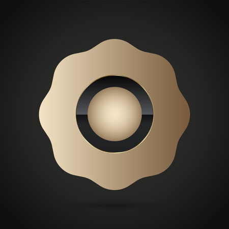 Luxury Flower Gold, premium, quality badge button vector design, and luxury circle on dark background template for UIのイラスト素材