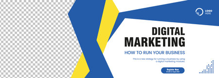 Yellow and Blue geometric abstract banner design. Modern Yellow, blue abstract vector, illustration banner template designのイラスト素材