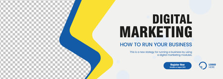 Yellow and dark Blue, and white geometric abstract web banner design. abstract vector, illustrationのイラスト素材