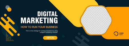Yellow and Dark Blue geometric abstract web banner design. and Modern abstract vector, illustration banner templates for Social Media Post templateのイラスト素材