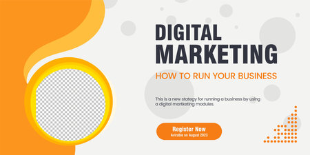 A white and yellow  banner curved abstract pattern banner, A digital marketing agency and corporate web banner templatevector, illustration templateのイラスト素材