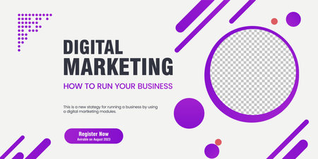 A purple digital marketing agency and corporate web banner template in vector, illustration template designのイラスト素材