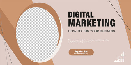 Minimal vector flat design horizontal cream banner template, abstrac digital marketing agency banner and corporate web banner template vector, illustration designのイラスト素材