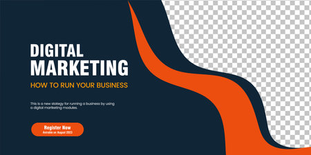 Modern dark blue and yellow banner design web template, with Abstract curved banner for Social Media Cover ads banner, flyer, invitation card conceptsのイラスト素材