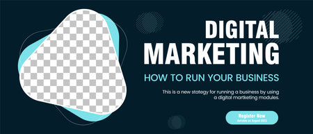 Business webinar social media post template, and modern digital Marketing banner template design. with Yellow and dark blue abstract banner template designのイラスト素材