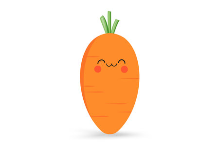 A cute cartoon carrot symbol, icon isolated on white background vector illustration designのイラスト素材